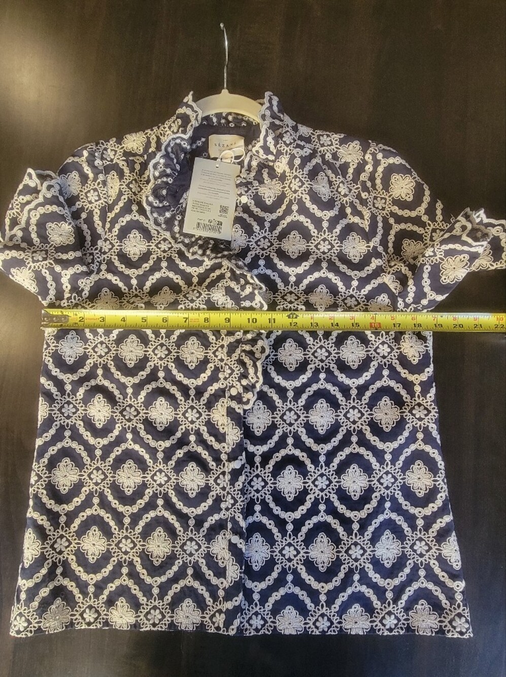 Sézane Dalhia Shirt in Marine with Ecru Embroidery 38 US 6 NWT - Picture 5 of 9